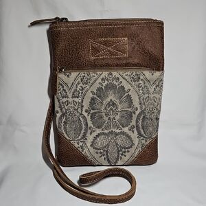 Myra Bag Brown and Gray Patterned Crossbody Bag